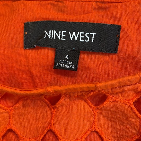 Nine West Orange Eyelet Dress, Sleeveless, Size 4 - Picture 7 of 14